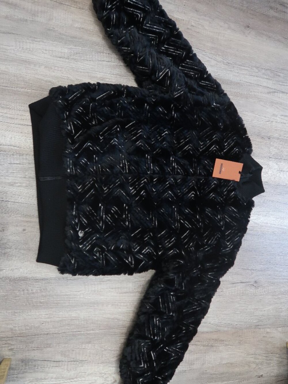 missoni black fur zigzag bomber jacket kids/womens size 14 kids